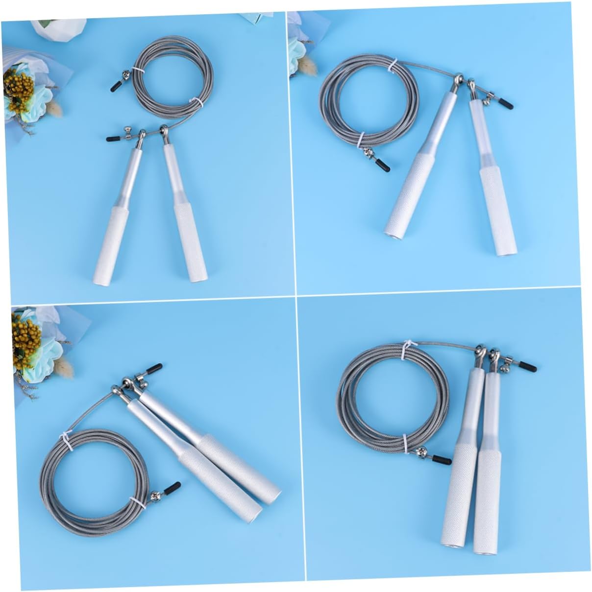Mikikit Aluminum Alloy Adjustable Jump Rope with Ball Bearing System for Fitness Training Tangle Skipping Rope for Home Gym Outdoor Workouts