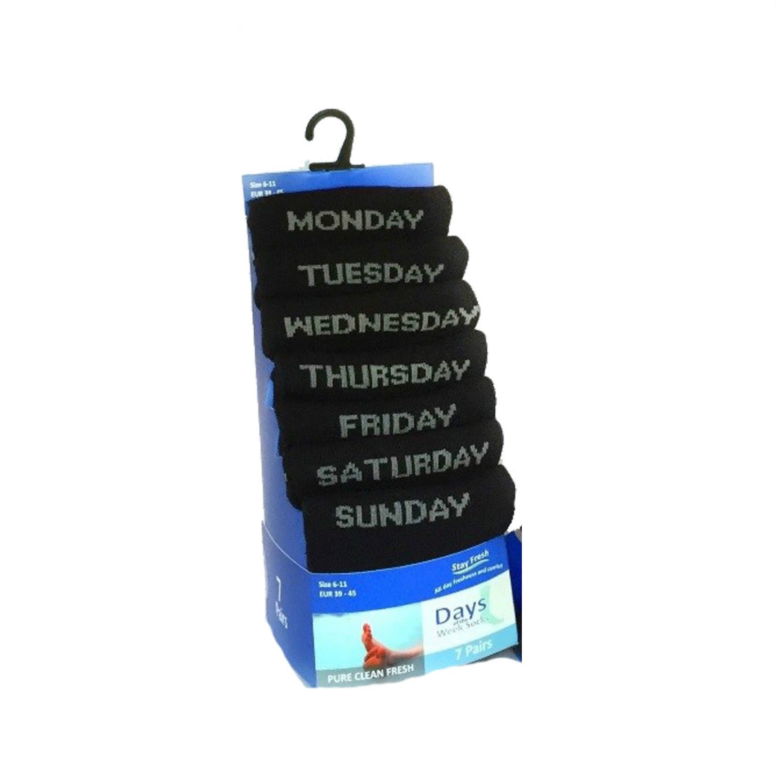 Flaves Fashion Men's Days Of The Week Socks.[Wh1178] (Ff11) 7 Pk Days Of The Week, Mood, Novelty Black Cotton Rich Suit Everyday Socks 6-11 (Uk 6/11, Eur 39/45, )
