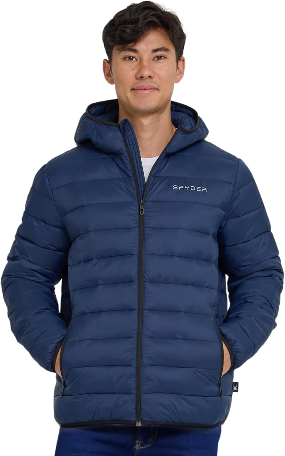 Spyder packable puffer jacket with hood for men