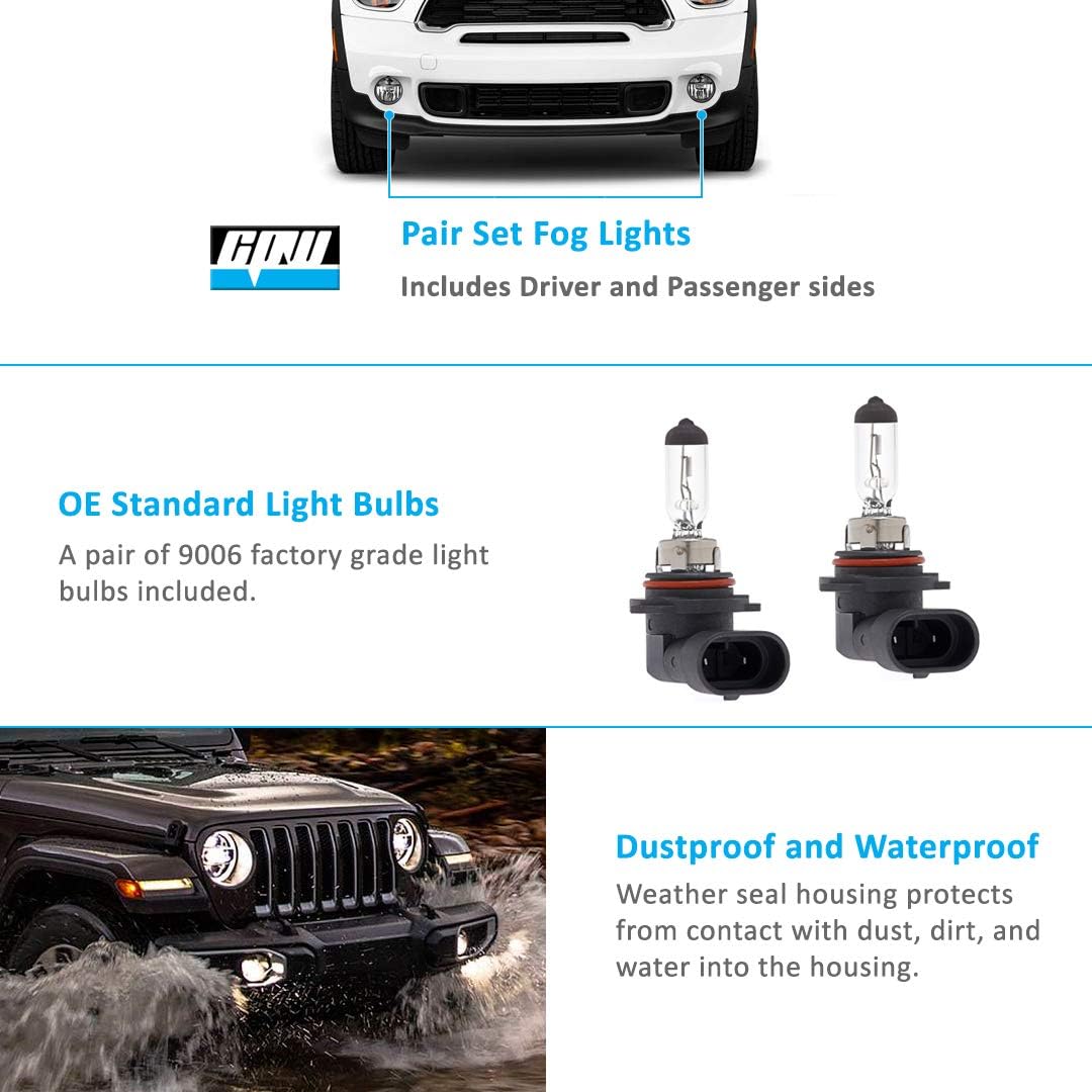 CPW OEM Fog Lights Fit For 2001-2005 BMW 3 Series E46 Sedan/Wagon w/Sport Pkg Bumper, Driver & Passenger Driving Fog Lamps Fit For 2001-2003 BMW M3/M4 w/9006 Halogen Bulbs (Black Housing Clear Lens)