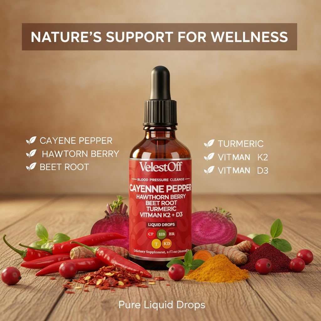 Velestoff Cayenne Pepper Drops Supplement Liquid, Onaise Cayenne Drops - Cayenne Pepper, Hawthorn Berry, Beet Root, Turmeric, Vitamin K2+d3, Immune Support, Energy Boost, 2 fl. oz. - Image 6