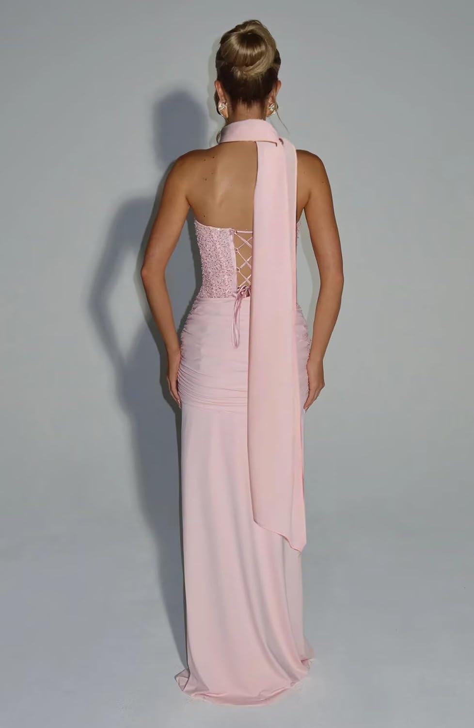 Mermaid Prom Dresses for Women 2026 Sequin Beaded Corset Long Party Maxi Dress with Scarf Formal Evening Gown