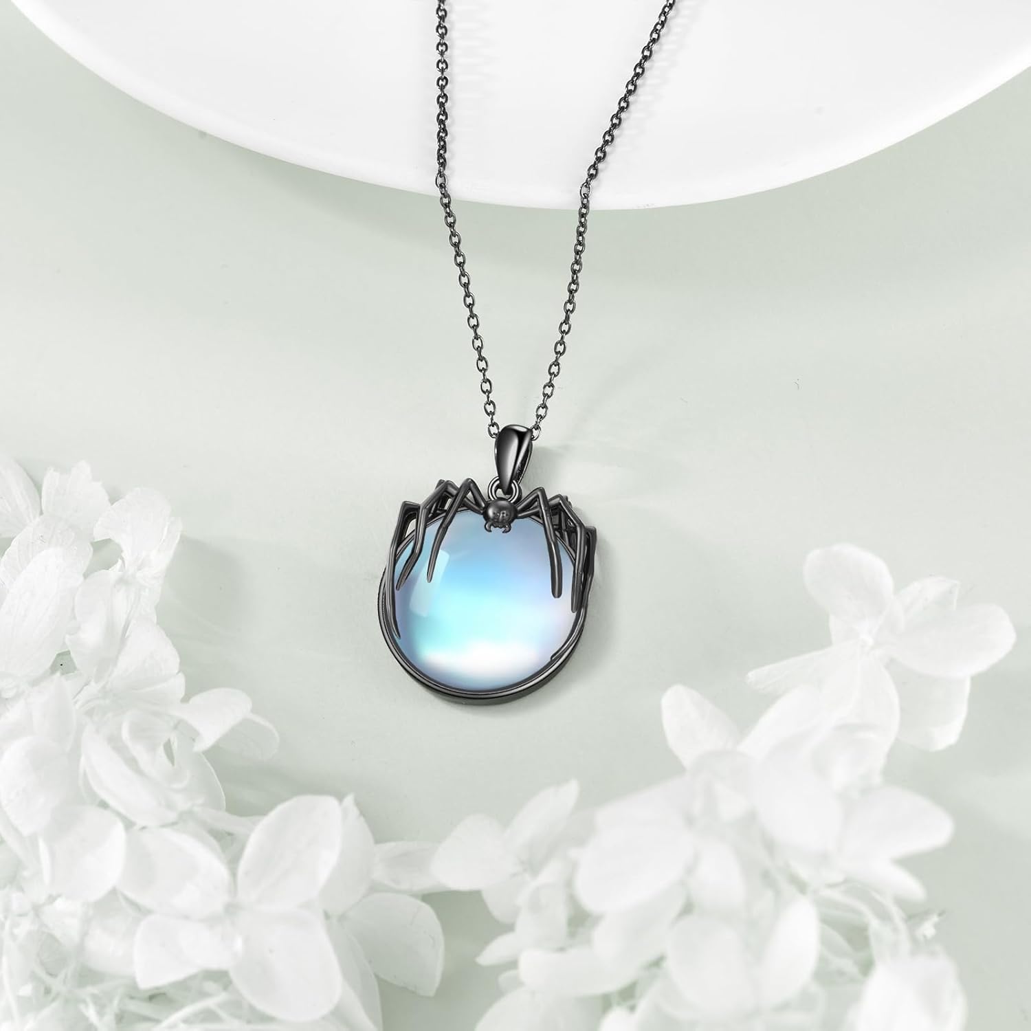 Spider Necklace 925 Sterling Silver Moonstone Pendant Necklace Gothic Necklace Jewelry Gift for Women Men - Image 4