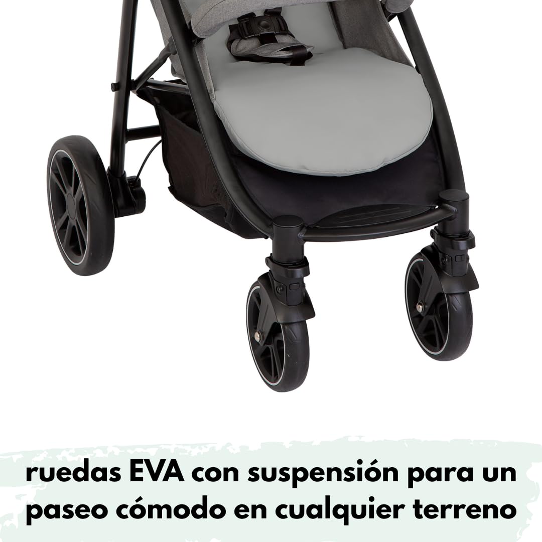 Graco EezeFold DLX Buggy Carrito Bebé Ligero de Viaje | Silla de Paseo con Plegado a una Mano - Suspensión en 4 Ruedas - Reclinado Total y Cesta Grande - Gris Lunar