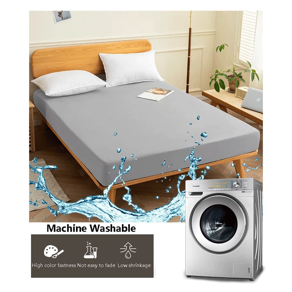 Coprimaterasso Impermeabile 90x200 120x200 150x200 180x200 200x220 Copri Materassi Microfibra di Poliestere Proteggi Materasso Morbido e Traspirante Silenzioso ( Color : Gray A , Size : 200x220+25cm )