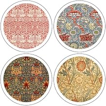 CoasterStone "William Morris Textiles Collection" Absorbent Coasters, 4-1/4-Inch, Set of 4