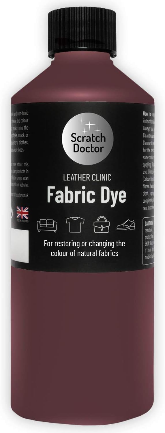 The Leather ClinicFabric Dye Liquid for Sofa, Shoes, Denim, Clothes & more. Repairs & Re-Colours (Bordeaux)