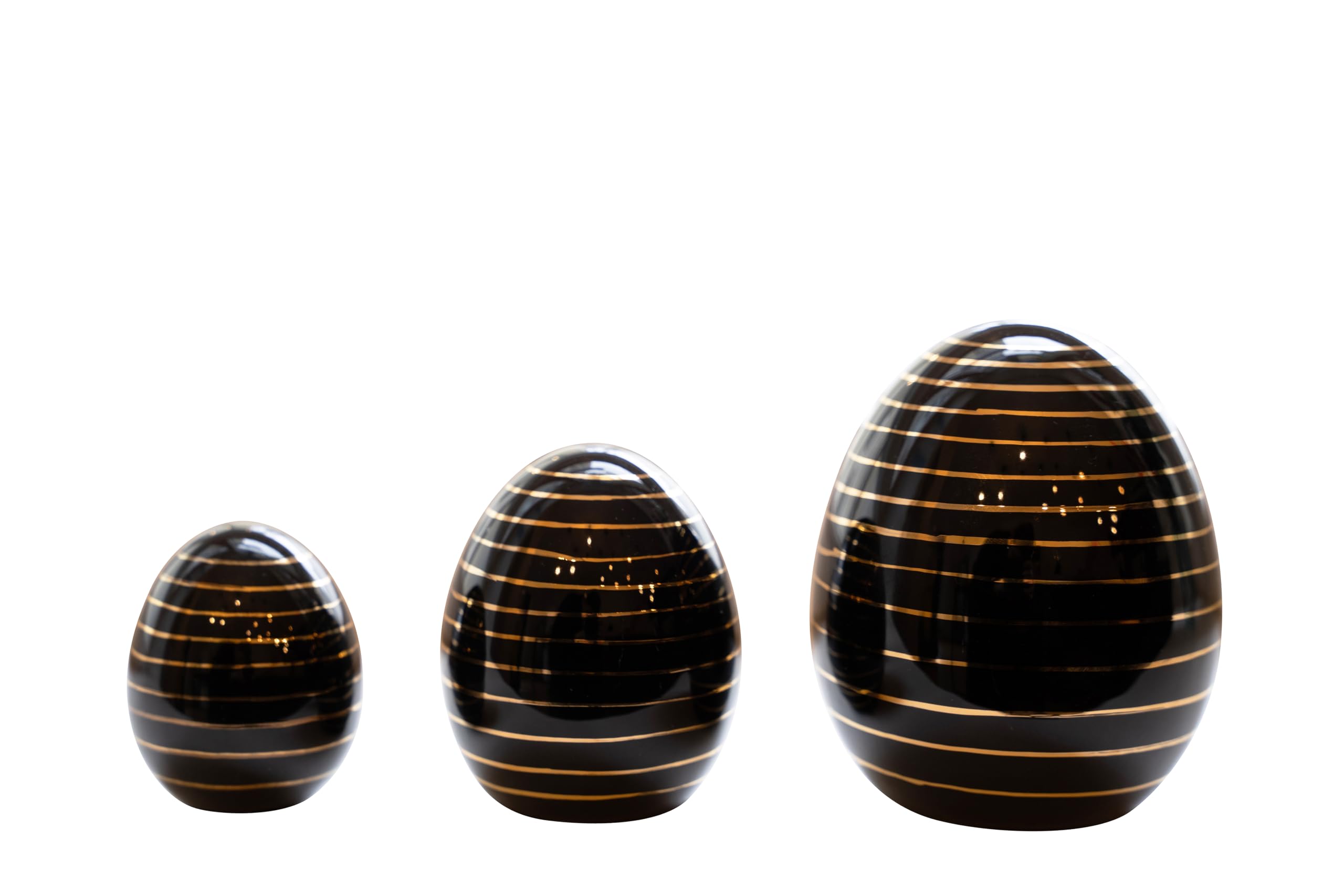 HEITMANN DECO Jajka porcelanowe, zestaw 3 sztuk, czarne ze złotym zdobieniem