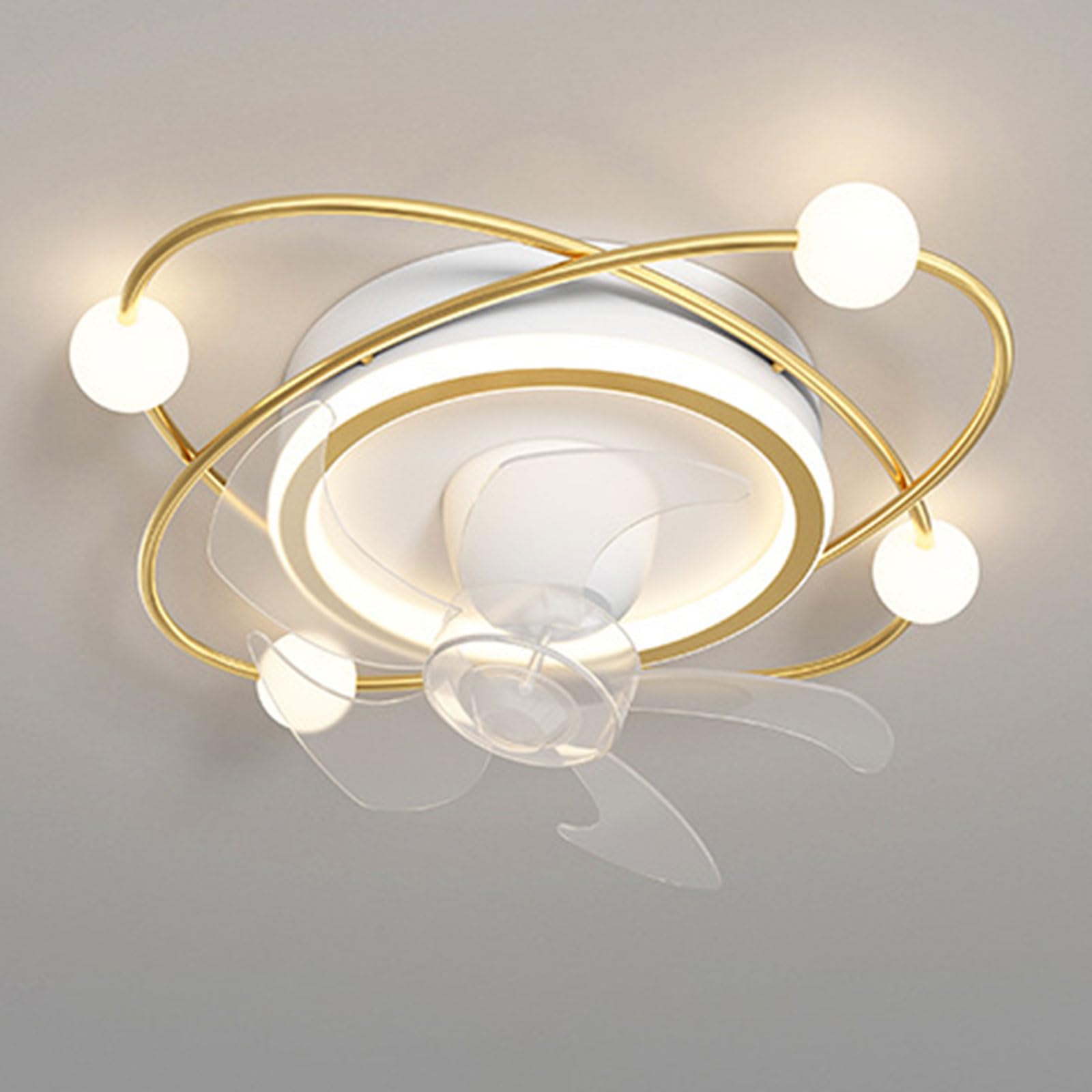 HXYSXHJUO 38W LED Ceiling Light 360° Rotating Fans with Remote 3 Speeds Mute Fan Kids Room Bedroom Dining Modern Dimmable Lighting