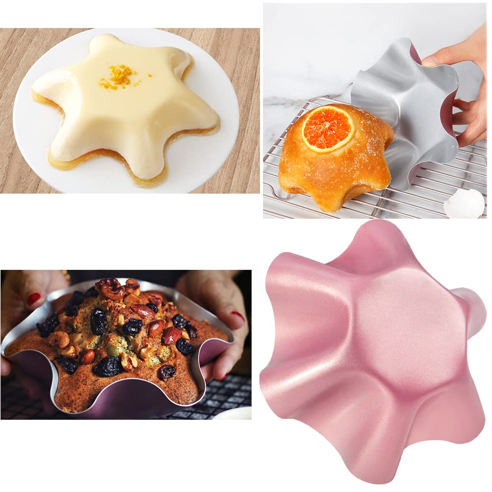 CANDeal Moule de cuisson de gâteau en forme d'étoile créative 1PC/2PCS, moule à pain antiadhésif rose-doré, moules de fabrication de gelée de pudding