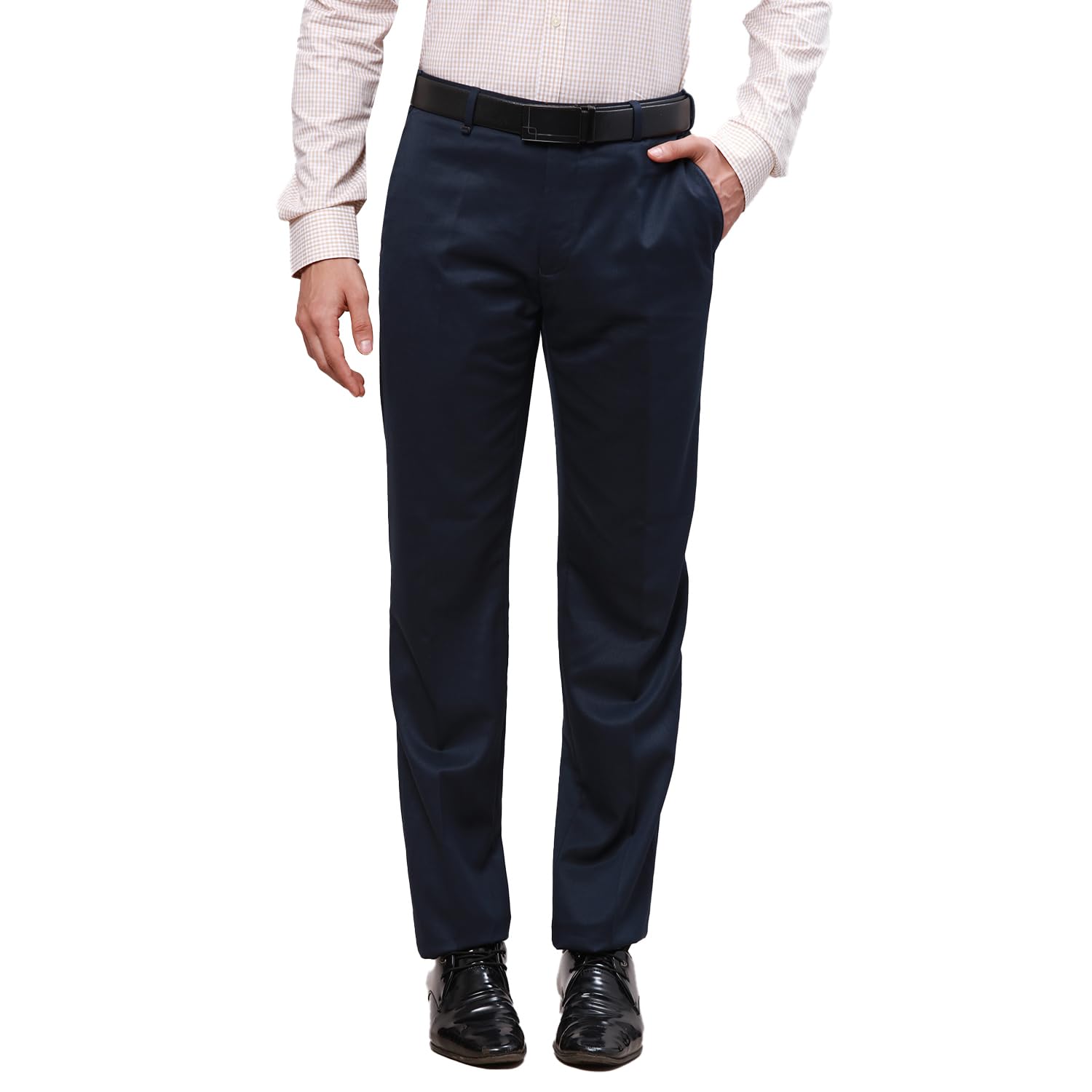 raymond Men's Polyester Blend Solid Pattern Contemporary Fit Flat Front Formal Trouser-picture-36