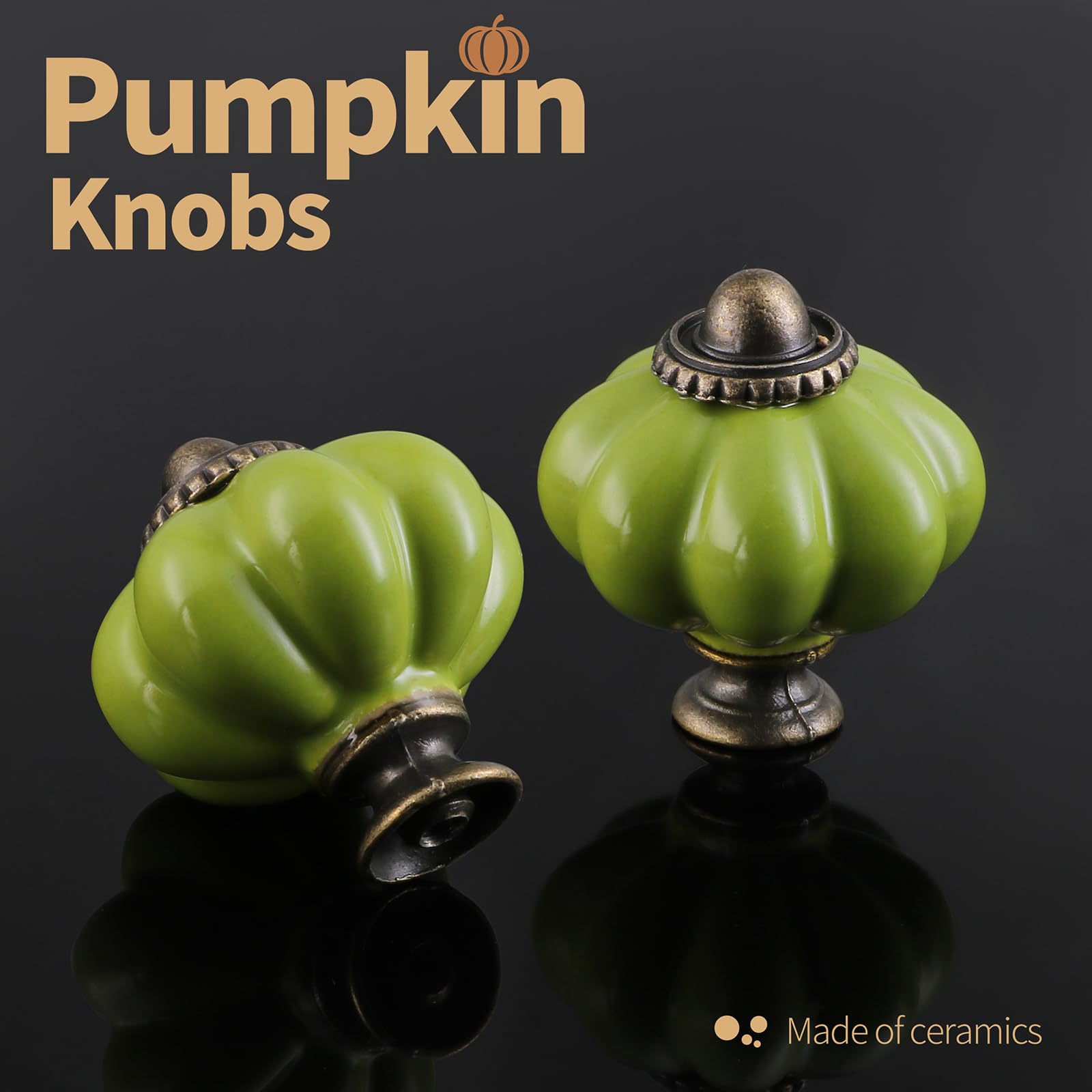 Zernmiarder Sage Green Pumpkin Knobs 6 Pack Ceramic Cabinet Knobs Vintage Drawer  Pulls - Antique Dresser Pulls with Screws for Closet Drawer Cupboard Cabinet  and DIY Home Project