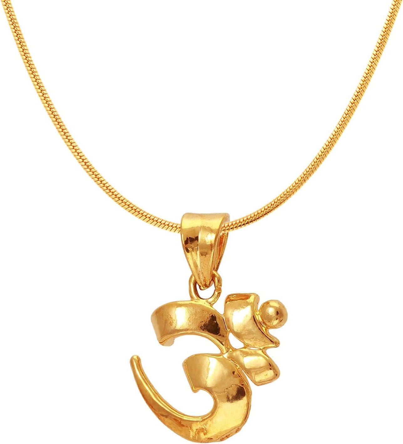 Mahi Women's Exa Collection Om Gold Plated Religious God Pendant with Chain