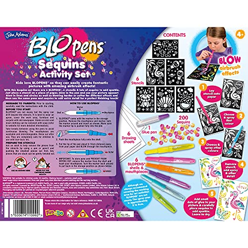 BLOPENS Sequins Activity Set John Adams : coffret de feutres à aérographe avec paillettes dès 4 ans