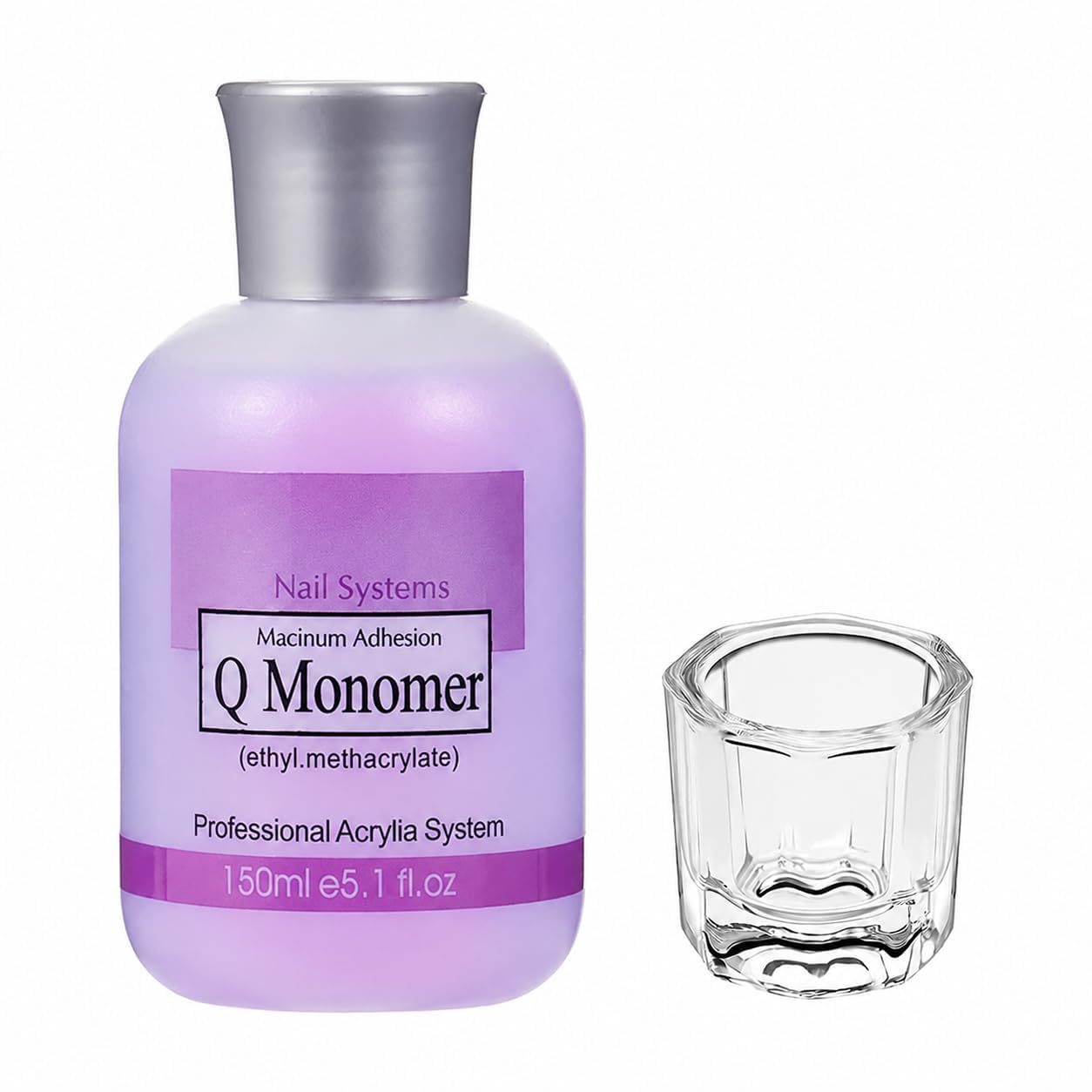 Professional Acrylic Nail Monomer Liquid 150ml with Glass Dappen Dish, EMA Nail Liquid for Acrylic Nail Extensions, Strong Adhesion, Fast Setting, Smooth Application for Salon & Home Use-image-5