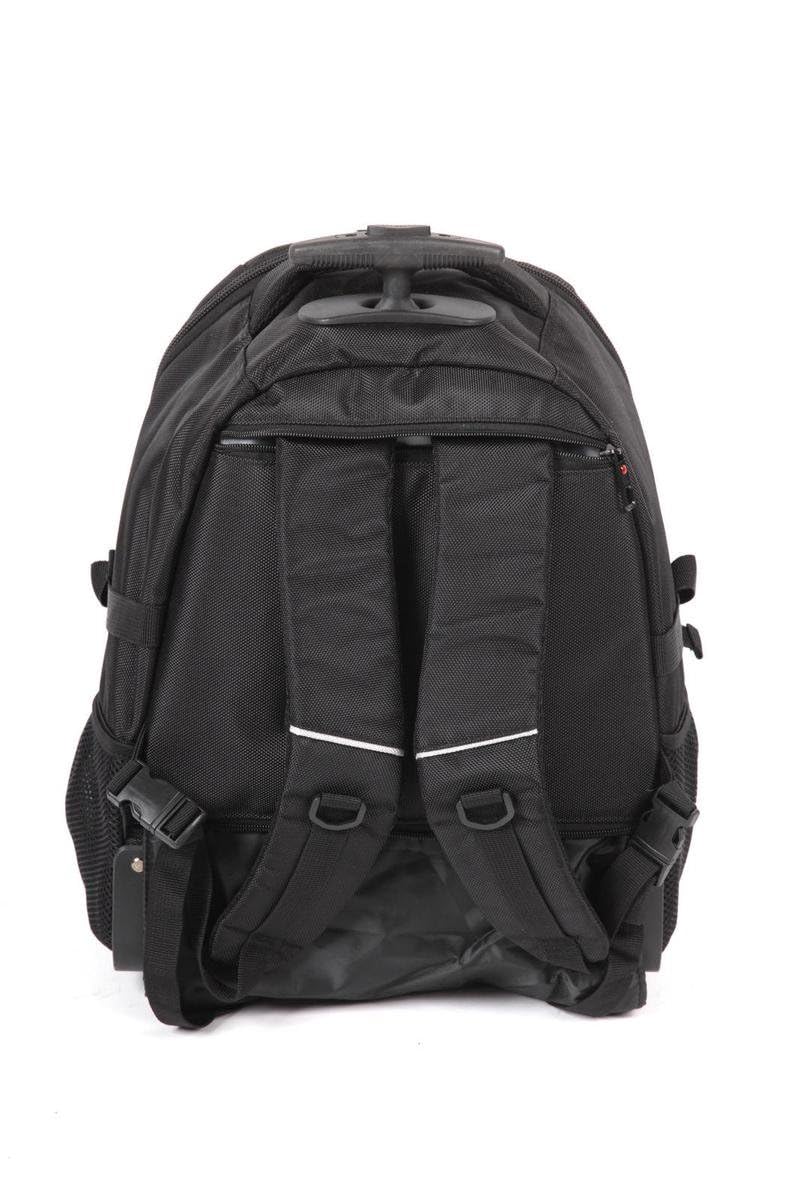 Adventure Bags - Mochila con ruedas 2 en 1, compartimento principal grande, compartimento para portátil, nailon impermeable, 2 ruedas de goma, Negro, 55 cm x 36 cm x 55 cm