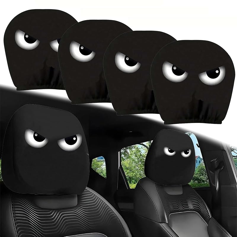 Capas para apoio de cabeça de banco automotivo SSFUN com olhos de desenho animado, tecido elástico, 2 unidades (E-2 Pairs)