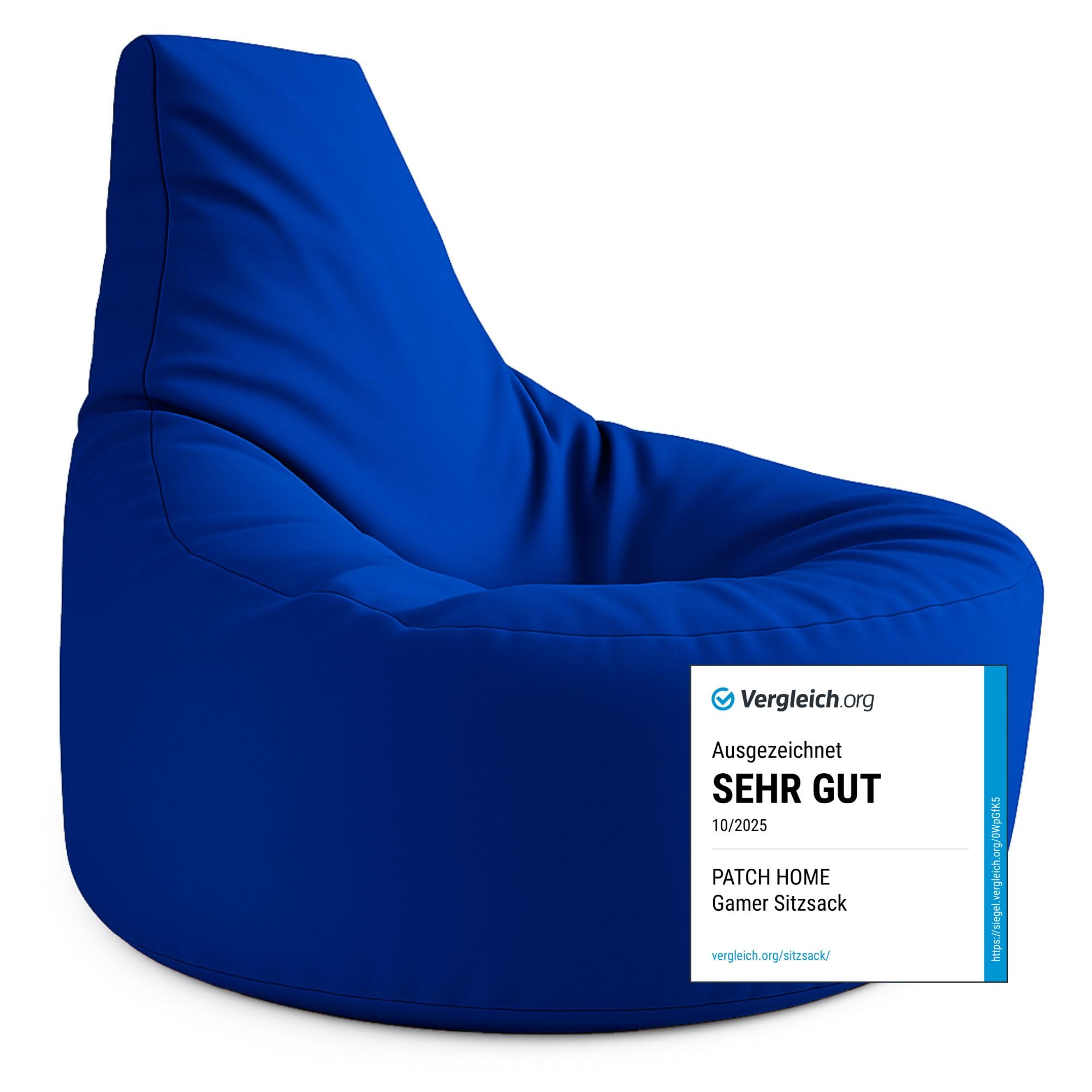 PATCH HOME Gamer Cuscino & Lounge Pouf per poltrona da gaming, pronto con imbottitura in polistirolo, adatto per interni ed esterni (blu, Ø 65 cm x altezza 70 cm)