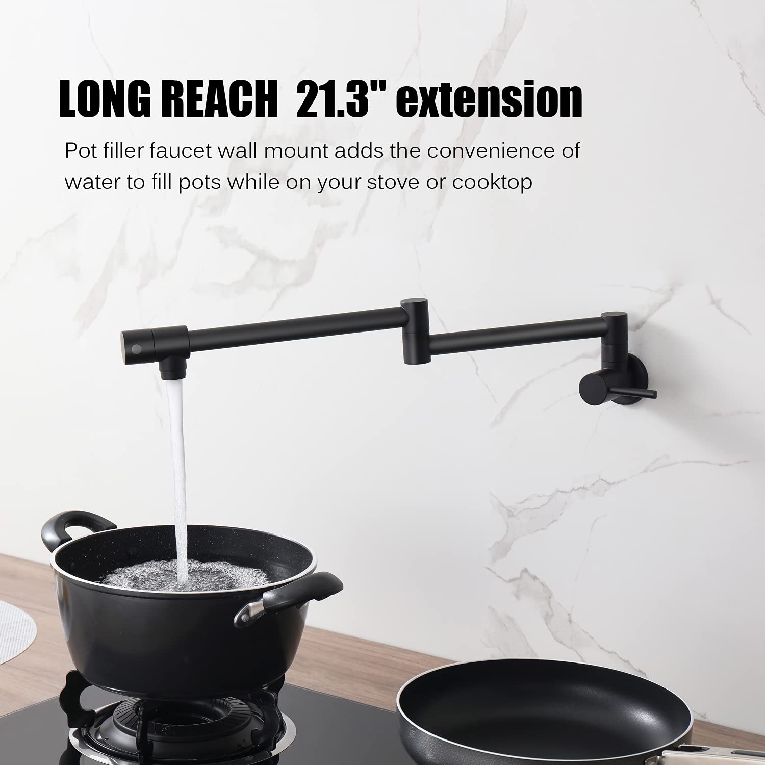 Pot Filler Folding Faucets,Wall Mount Pot Filler Kitchen Faucet Solid Brass,Swing Arm Folding Brushed Gold Modern Kitchen Sink Faucet Folding Stretchable with Single Hole Two Handles