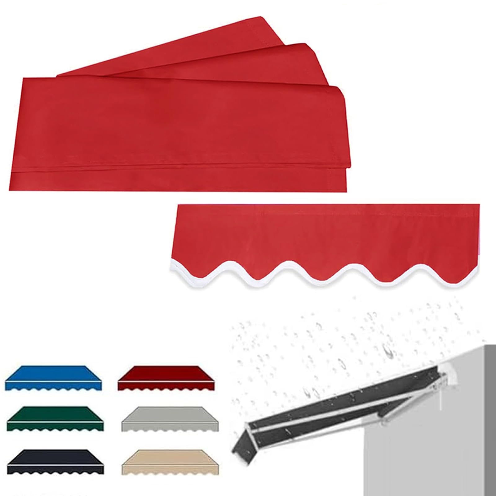 Yuqiwkk Red Manual Retractable Awning Fabric Replacement, Retractable Patio Awnings Replacements Cloth, Sun Shade Shelter Cover Uv Water-Resistant Polyester Cover For Deck, Balcony(,3X2.5m (10X8.2ft))