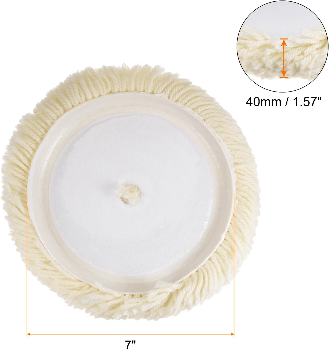 HARFINGTON 3pcs Wool Polishing Pads, 7 inch Wool Buffing Pad with Hook and Loop Back Cutting & Polishing for Car Motorcycle Washing Machine Refrigerator Furniture