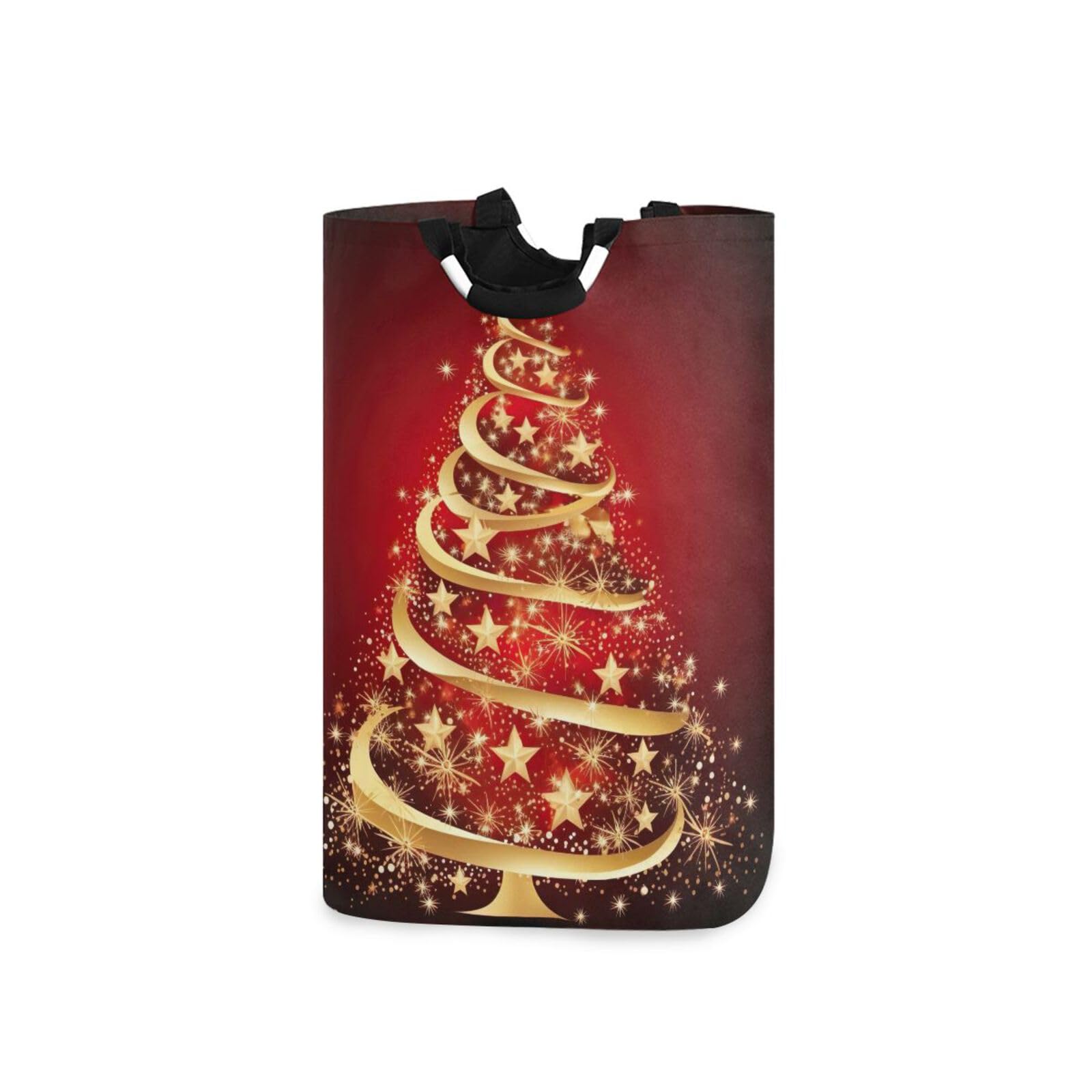 Jihqo Laundry Hamper Basket Christmas Tree Gold Collapsible Nursery Storage Bin Waterproof Clothing Baskets for Home Bedroom Bathroom Washing Room