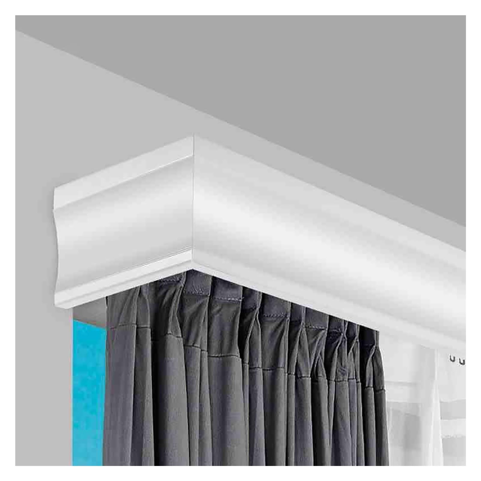 Rail occultant pour rideaux de chambre, idéal montage au plafond en gris clair
