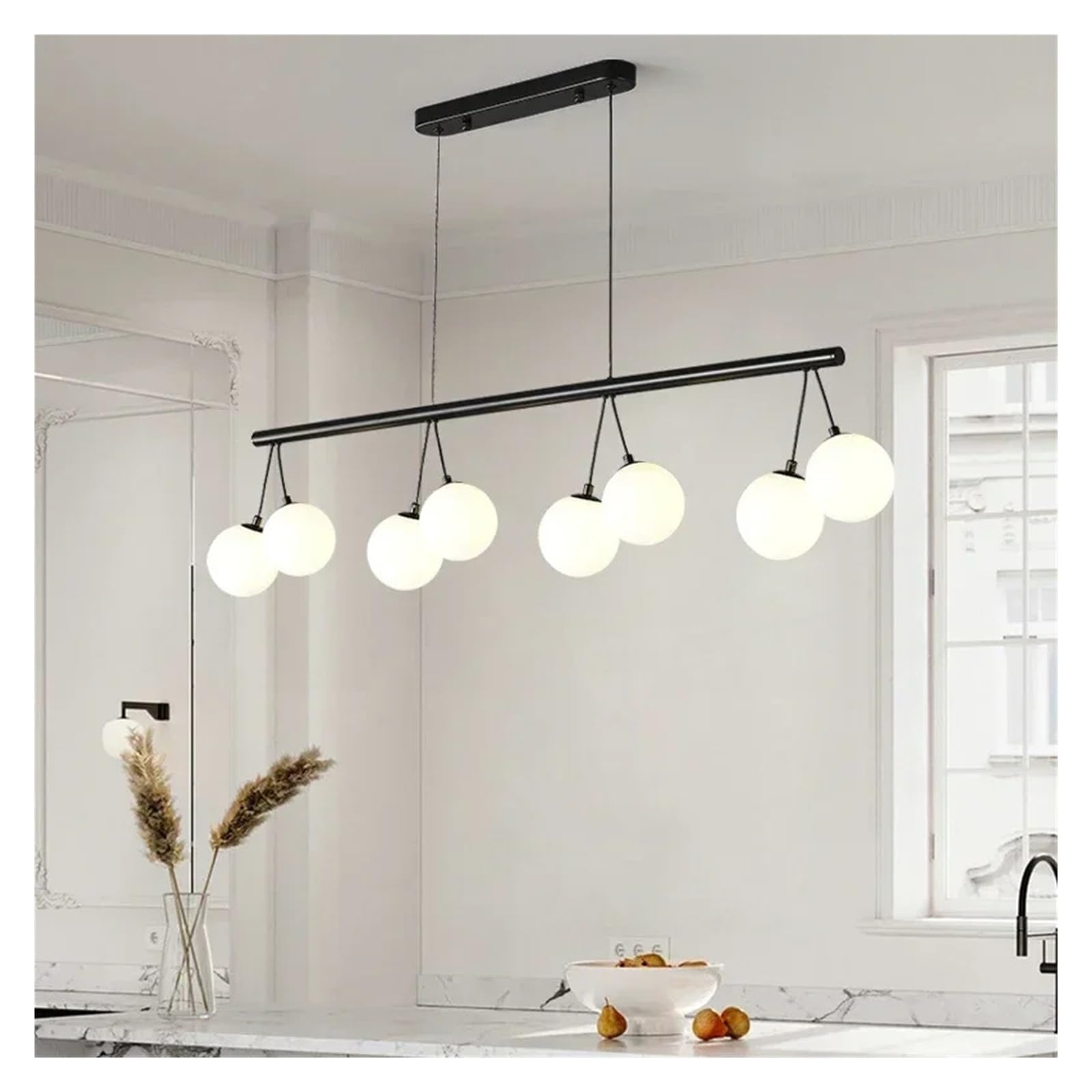 Suspension lumineuse anti-éblouissement en verre blanc pour le salon