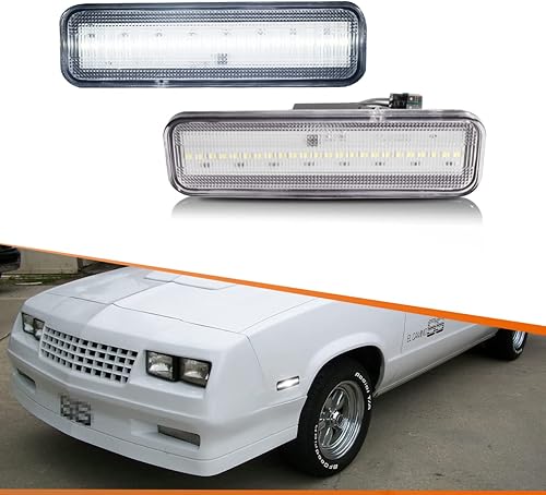 Vista 10 de ADIIL Luces LED ámbar de lente transparente para marcadores laterales del parachoques delantero compatibles con Chevrolet El Camino GMC Caballero