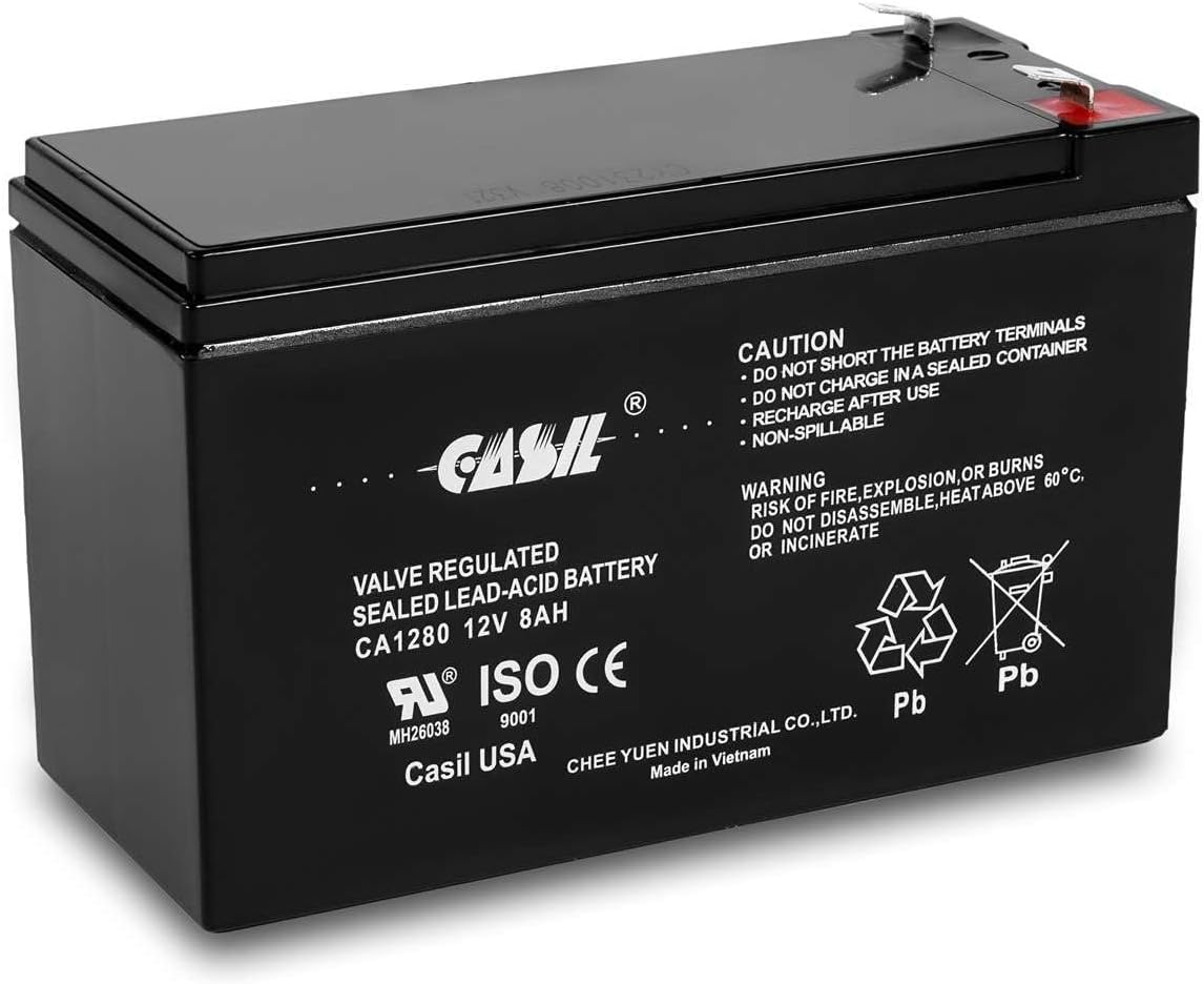 Casil CA-1280 12V 8AH Rechargeable Sealed Lead Acid Battery, F2 Terminal