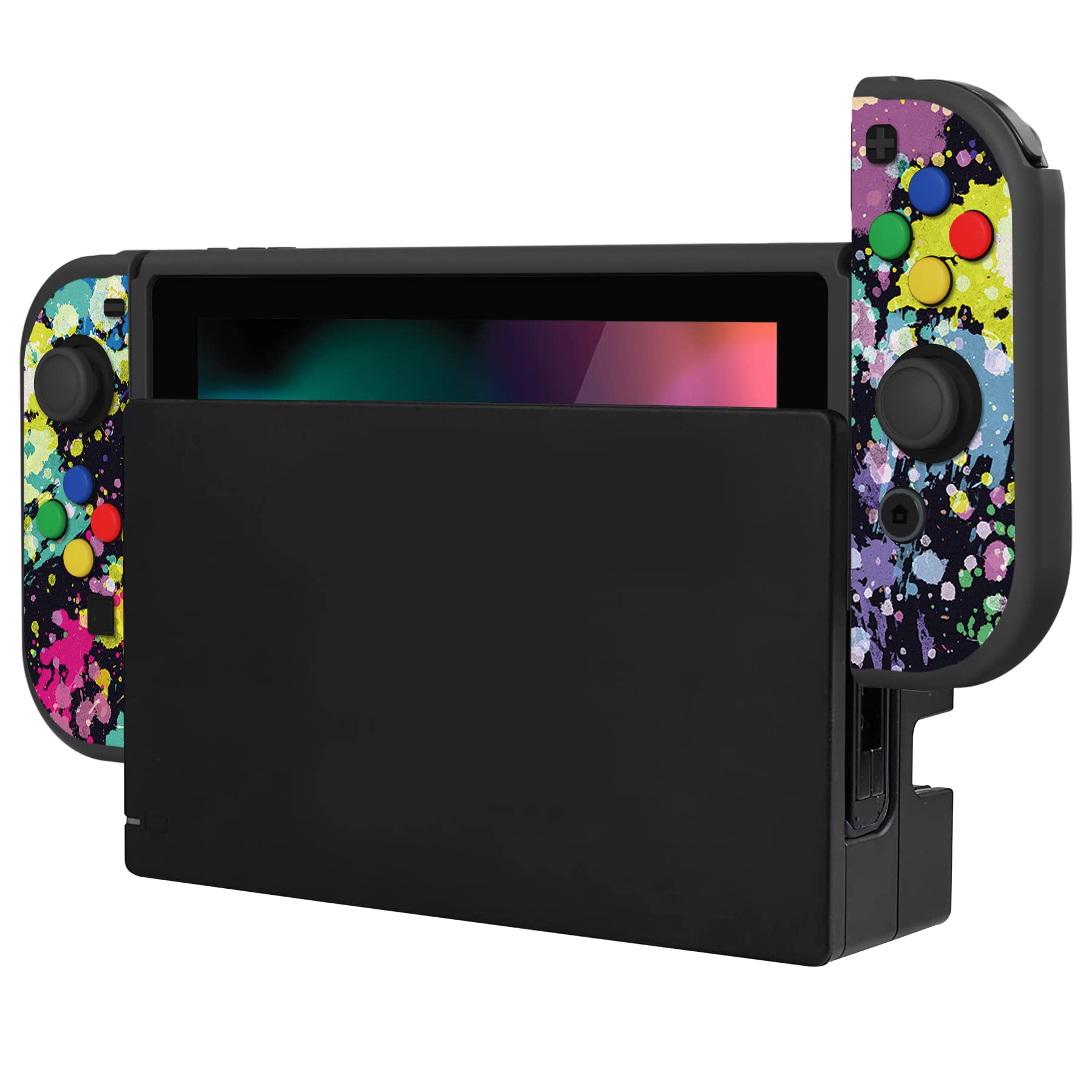 PlayVital ZealProtect Funda Protectora Suave para Nintendo Switch Accesorios Carcasa con Protector de Pantalla & Tapas de Agarre para el Pulgar & Pegatinas de ABXY Dirección Botón(Gatos en Piscina) — view 8