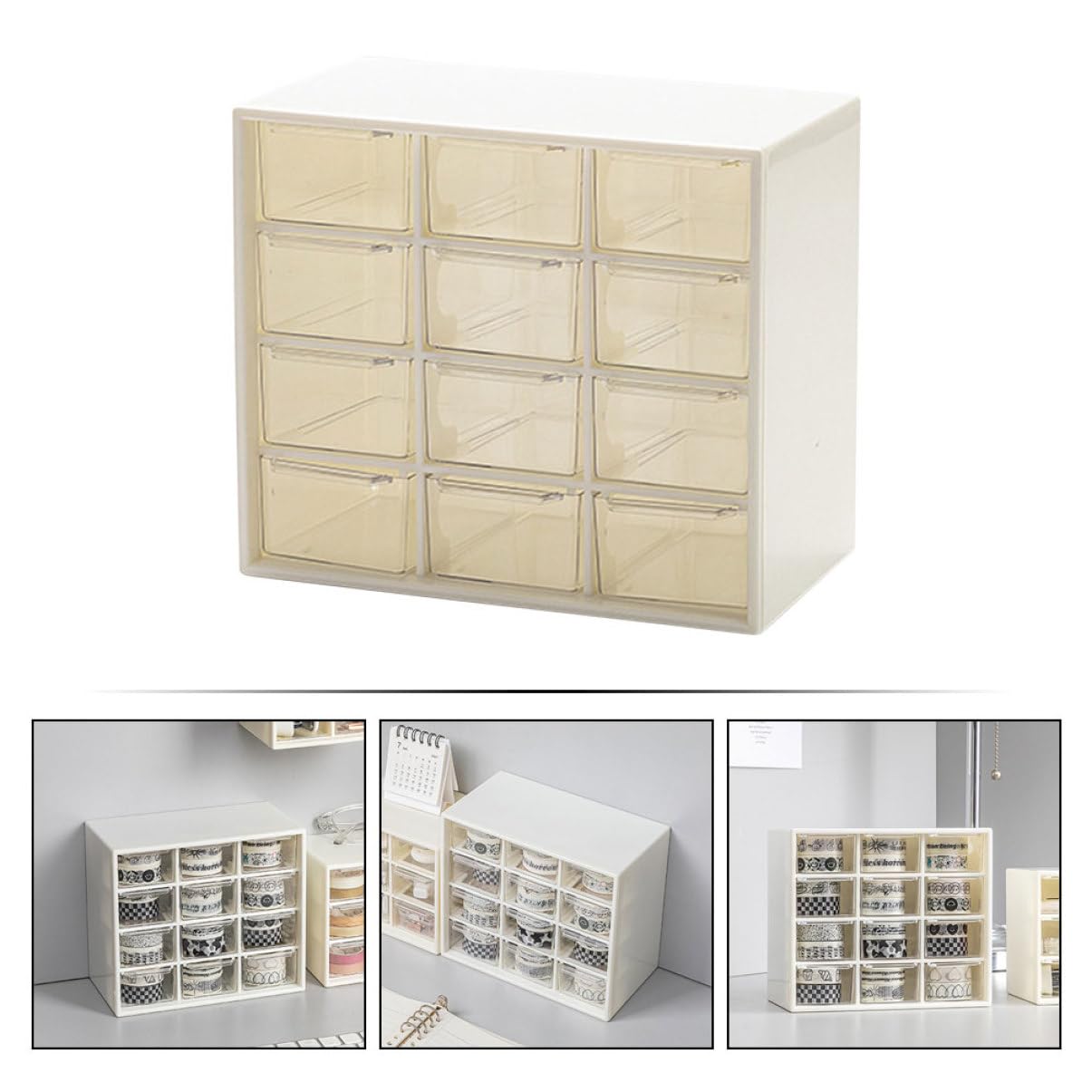 LIFKOME Organizzatore da Scrivania Cassetti in Plastica Bianco per Ufficio e Casa, Contenitore Portaoggetti Mini Ampia Capacità