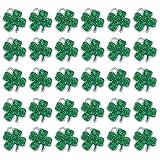 St. Patrick's Day Four Leaf Clover Charm Pendant Lucky Shamrock Assorted Enamel Women Green Sequin D