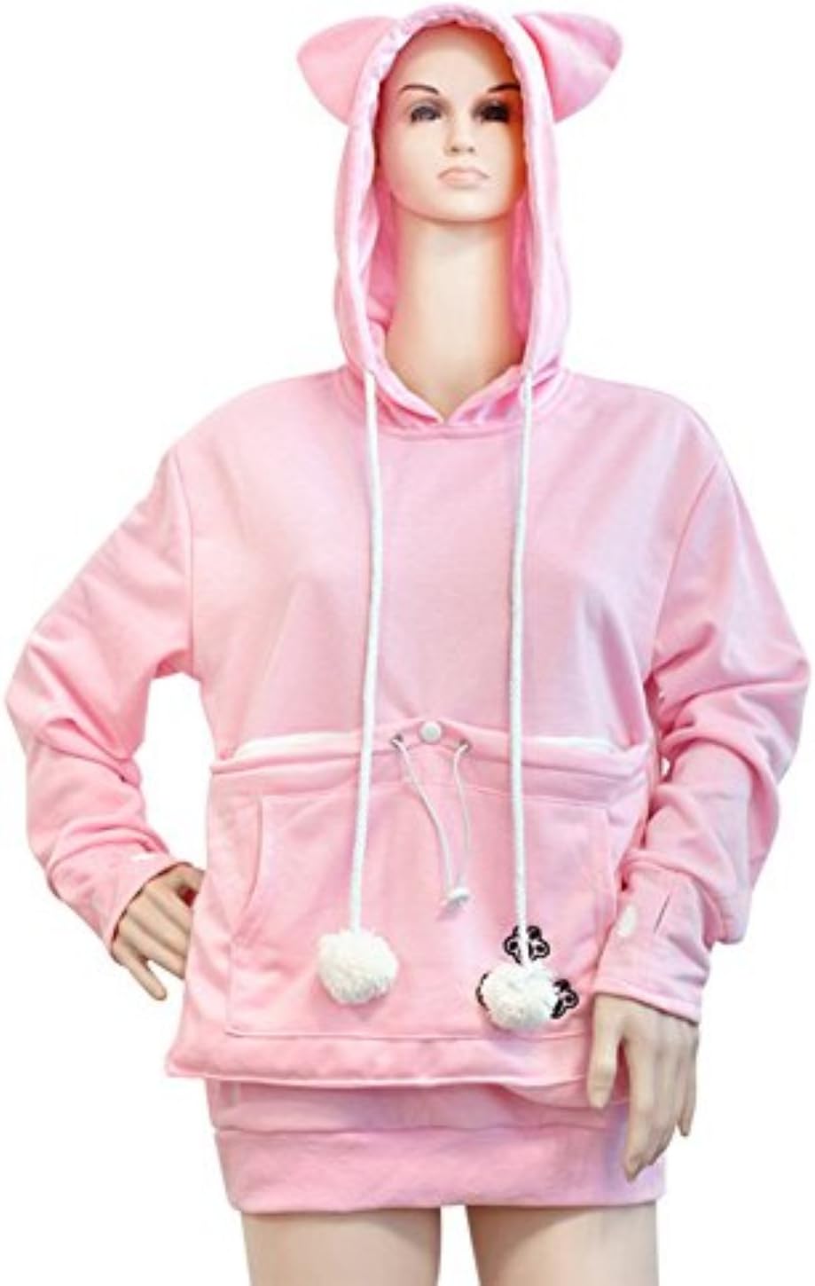 New FashionUnisex Mewgaroo Pet Holder Cat Eared kangaroo Pouch Sweatshirt Hoodie