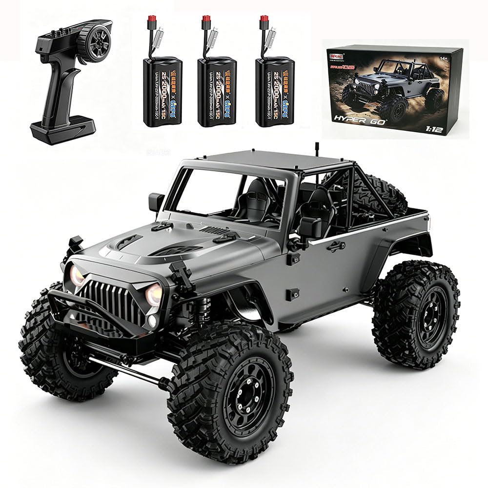 Macchina Radiocomandata Per Adulti, 1/12 Motore Brushless Rock Crawler RC Auto, 4WD RC Fuoristrada, 2,4 GHz, Fuoristrada, MJX H12Y, 3 Batterie