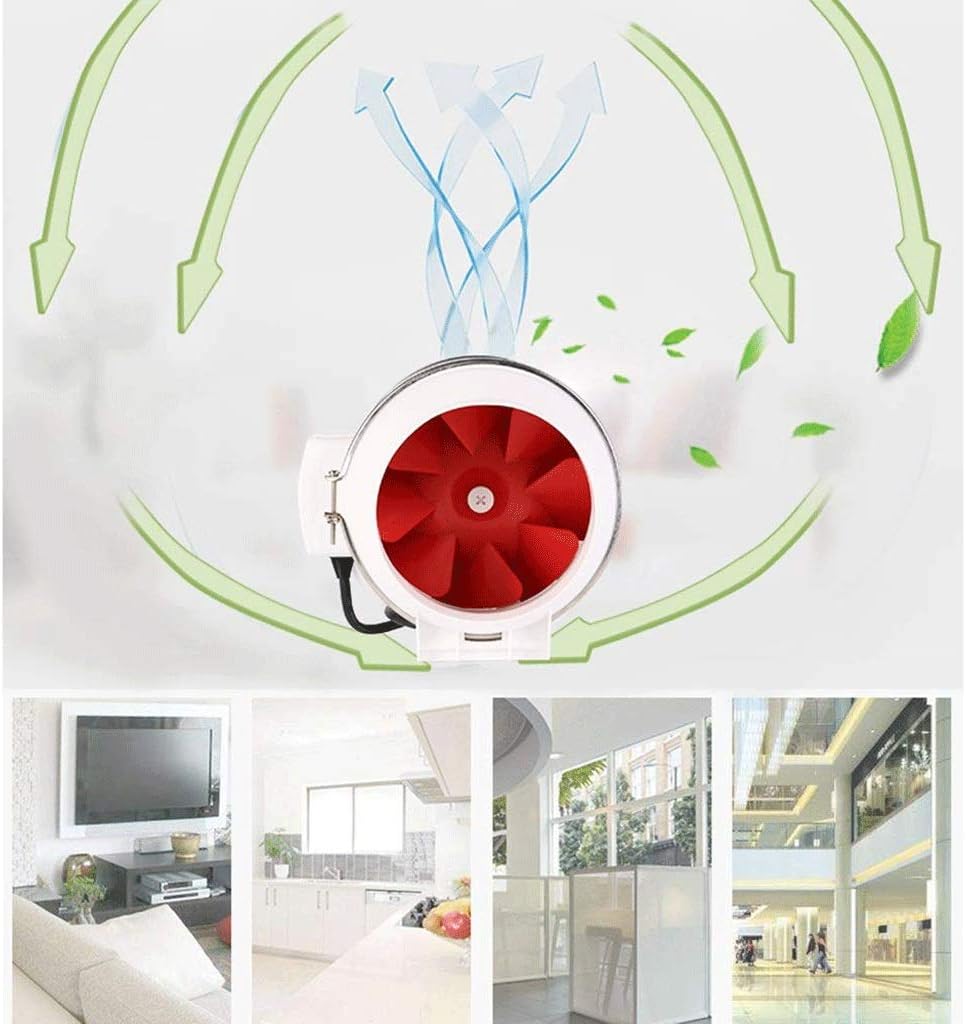 Inline Fan - Exhaust Duct Fan, Pre-Wired Grounded Cord - Great Use in Grow Tent with Carbon Filters, Light Fixtures, Intake. Fits Ducts.