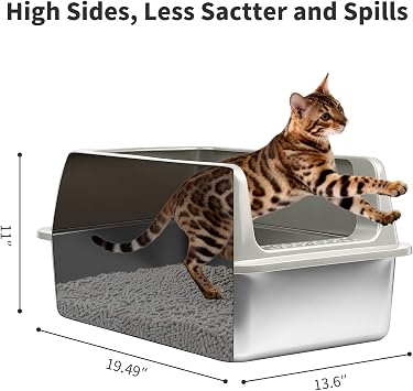 Kirecoo Stainless Steel Cat Litter Box XL, Kirecoo 2 Pack Stainless Steel Litter Box with Lid