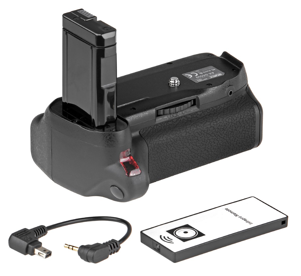 ayex Uchwyt baterii kompatybilny z Nikon D5500 D5600 ze zdalnym wyzwalaczem na podczerwień, takim jak MB-D5500 + 2 x akumulator EN-EL14 + podwójna ładowarka USB