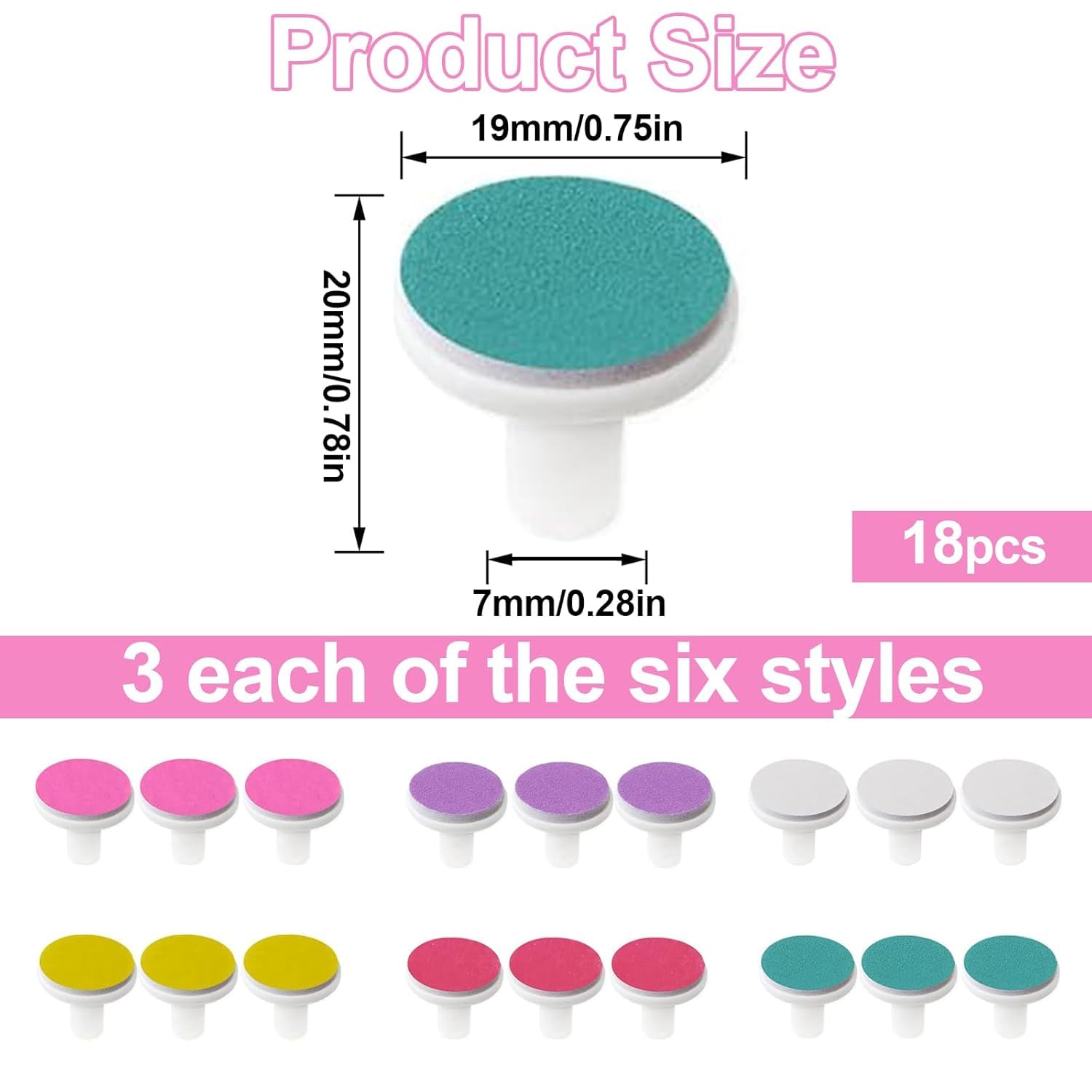 18 Pezzi Utensili Elettrici Lima per Unghie Teste Tagliaunghie Bambini Pastiglie di Ricambio Piccolo Pad Cura Smerigliatrice Spingi Cuticole Lucidatura Cuscinetti Chiodo Standard Set Lime