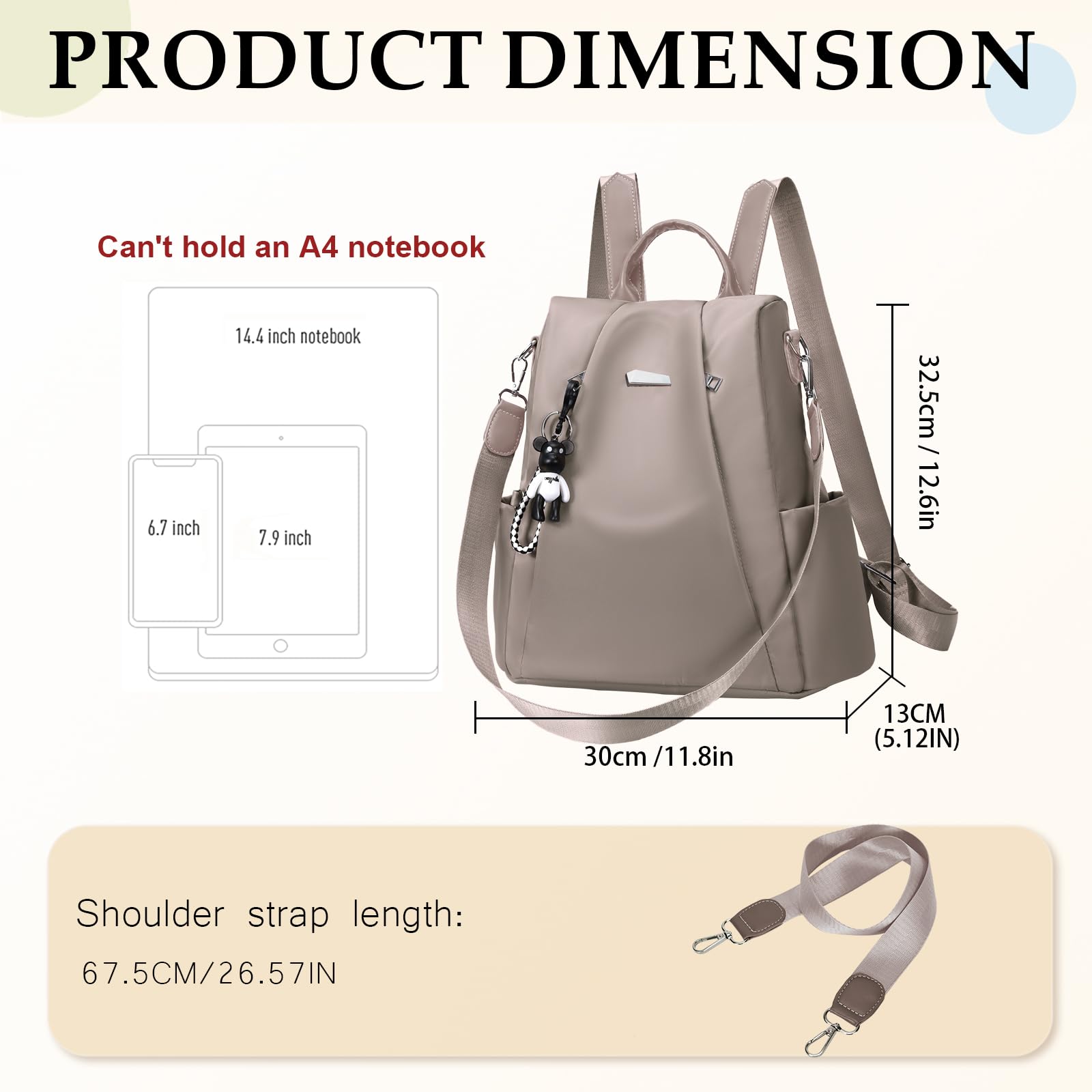 Eshow Zaino Donna Antifurto, Zainetto Multifunzionale, Borsa Casual ed Moda per Viaggio, Scuola, Lavoro, Shopping, Visite e Università