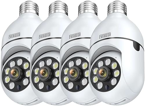 EVERSECU Paquete de 4 cámaras de seguridad inalámbricas de 1080P, WiFi de 0.08 oz y 0.18 oz, seguimiento automático, audio de 2 vías, visión