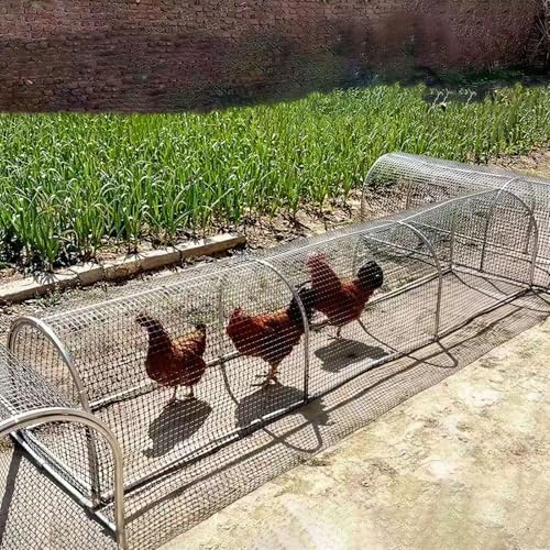 Outdoor Metal Chicken Tunnel Foldable Chicken Cage for Yard Outside Quick Installation DIY Chickens Tunnel Suitable for Chickens Duck Pets (1m)
