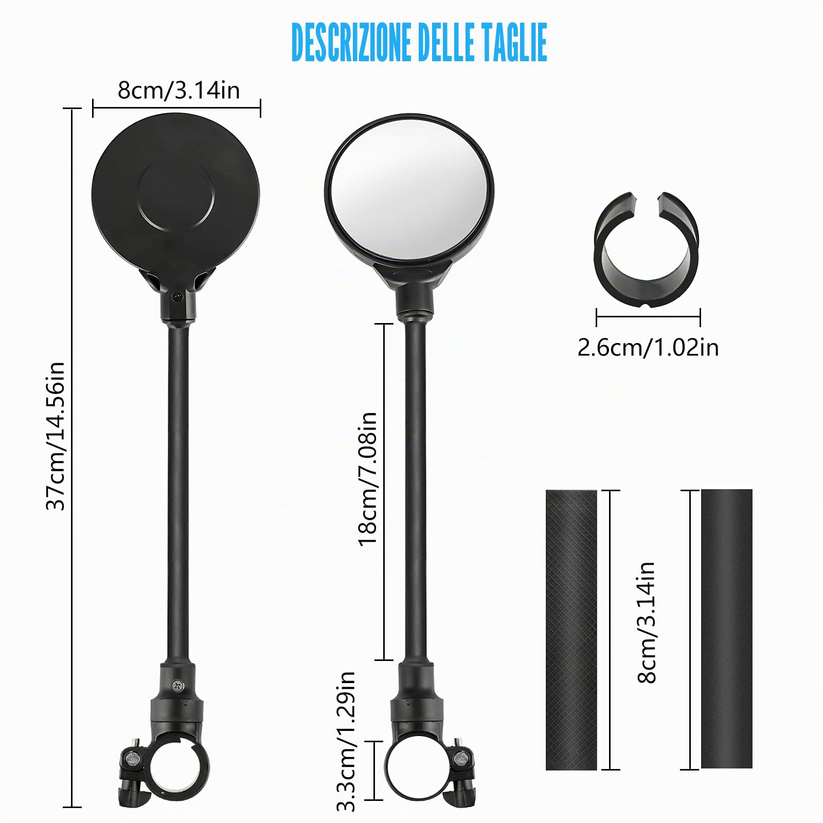 Yizhet 2 Pezzi Specchio Bici HD Convex Regolabile a 360 Gradi Specchietti Bici per Manubrio da 22,2 mm, Specchi per Bicicletta Sicurezza Posteriore Specchi, Bike Mirrors per Scooter MTB E-Bike, Moto