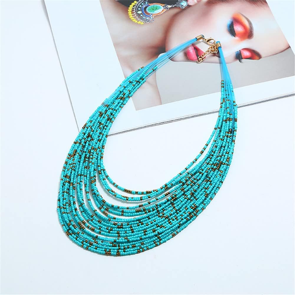 Multi Layer Beaded Pendant Necklace Boho Layered Wooden Beads Necklace for Women Fashion Jewelry - Image 2