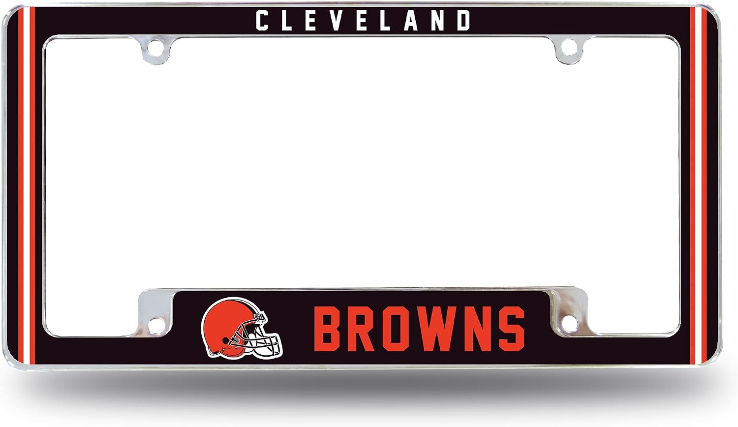 Rico Industries NFL Cleveland Browns Alternate 12" x 6" Chrome All Over Automotive License Plate Frame for Car/Truck/SUV
