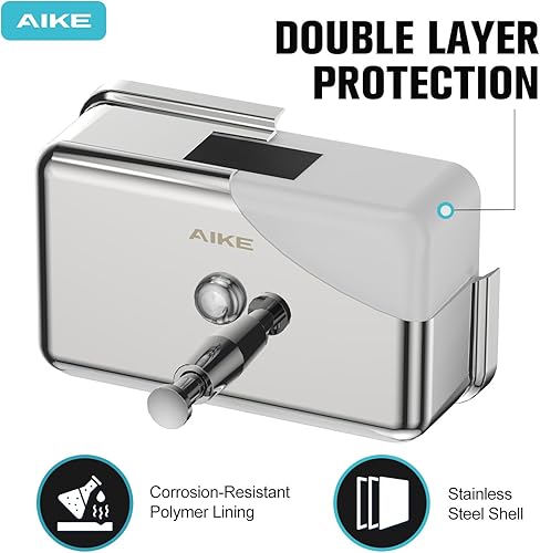 Miniatura 3 de AIKE Dispensador de jabón comercial AK1005 - Capacidad de 37 onzas, montaje en superficie de acero inoxidable pulido