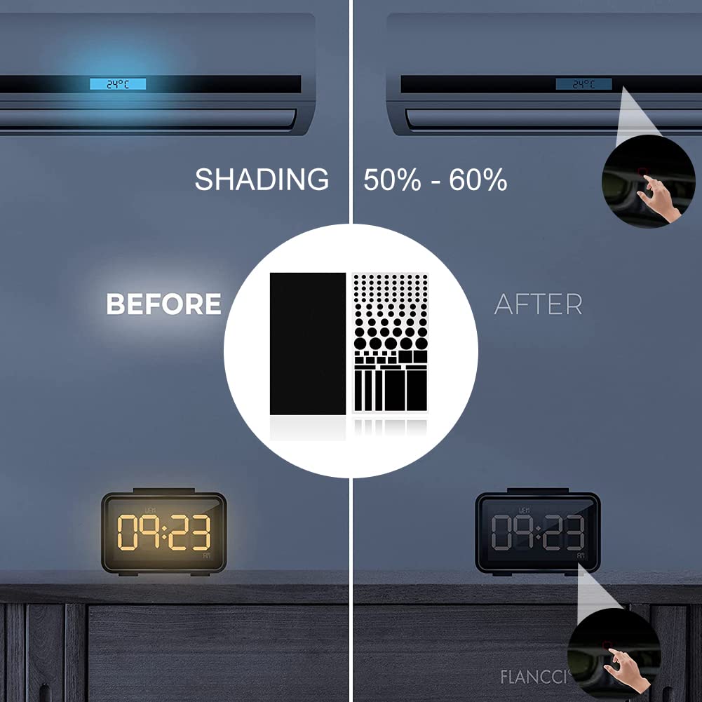 Dimming Light Sticker oscura il 60-80% della luce, per sveglie, condizionatori d