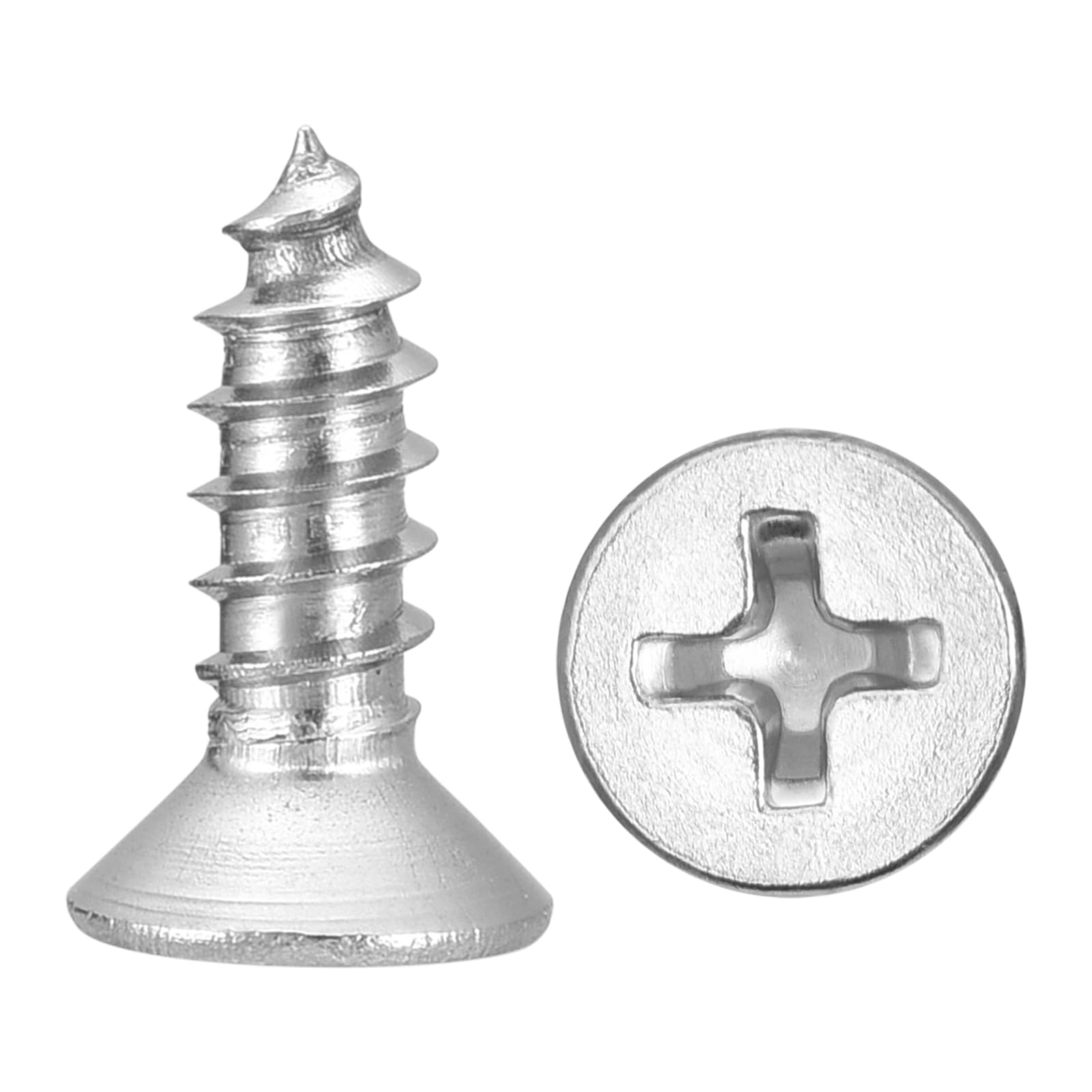 METALLIXITY Countersunk Phillips Wood Screw (#7x1/2") 100Pcs, 304 Stainless Steel Coarse Thread Phillips Drive Flat Head Wood Screws - for Furniture Installation Repair, Silver โ image 1