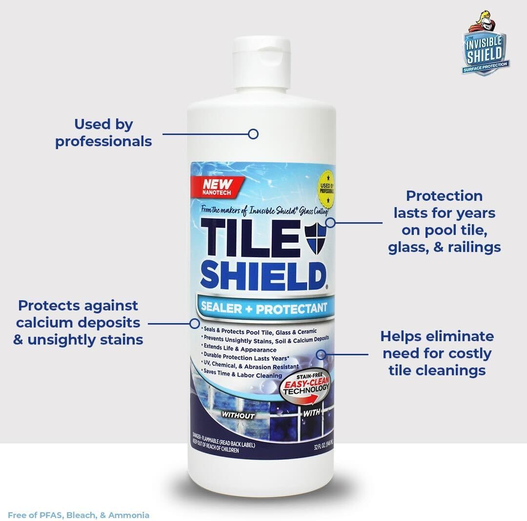 Tile Shield Sealer & Protectant, Nano Protective Pool Tile Treatment, Seals & Protects, 32 oz Pack of 1