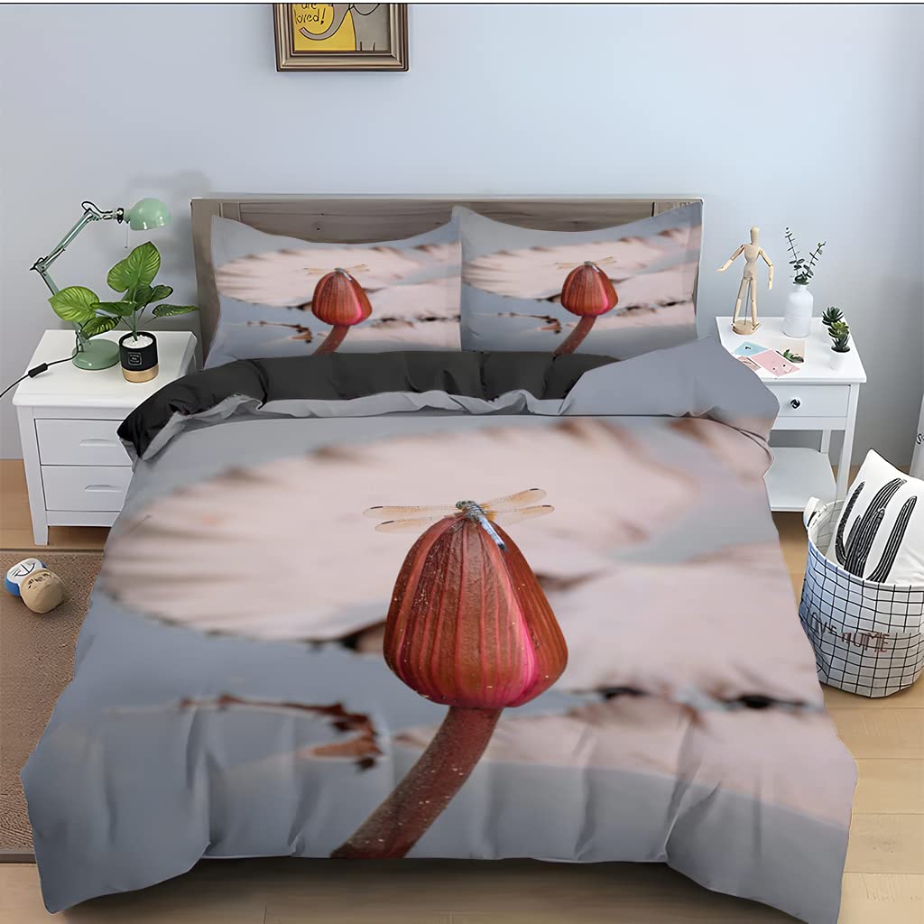 Housse de couette 240 x 260 rose avec taies d'oreiller 65x65 en microfibre pour lit adulte